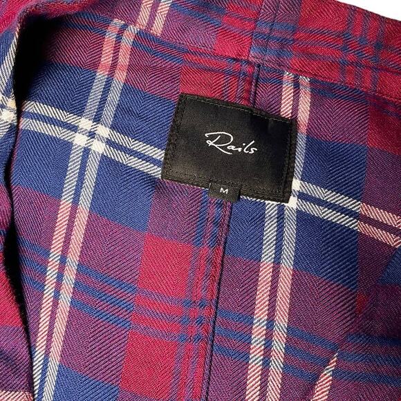 Anthropologie Rails Sloane Cropped Tie Front Plaid Shirt Flannel Blouse Button - Picture 5 of 7